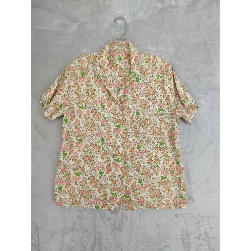 Vintage Floral Pajama Set Women's Size M Two‎ Piece Lounge Sleepwear